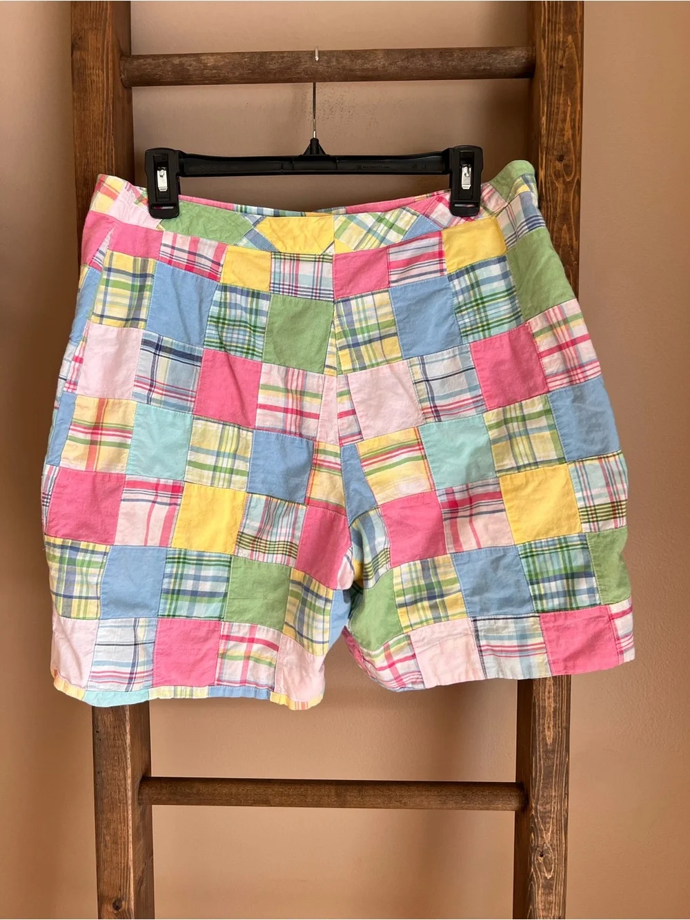 Women’s Pastel Patchwork Cotton Shorts - Picture 2 of 4